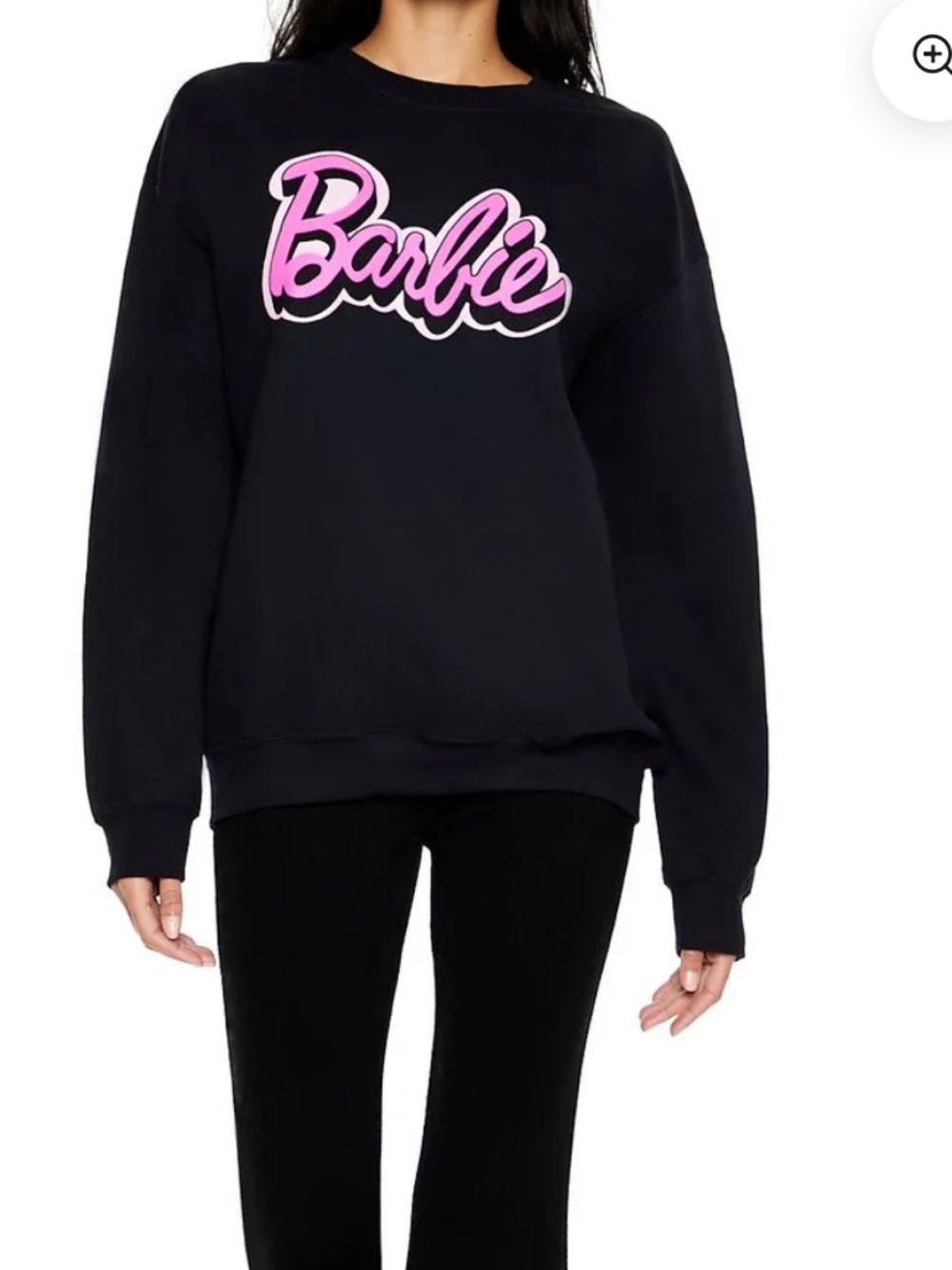 Barbie new black sweatshirt sweater top crew neck pink graphic logo print small